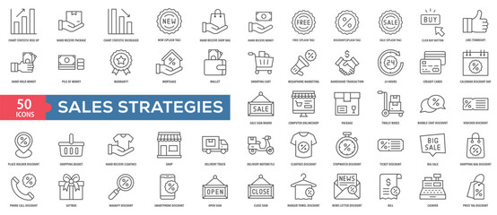 Sales Strategies Icon Collection Set. Easy To Use, Easy To Edit And Simple Line Vector Icons.