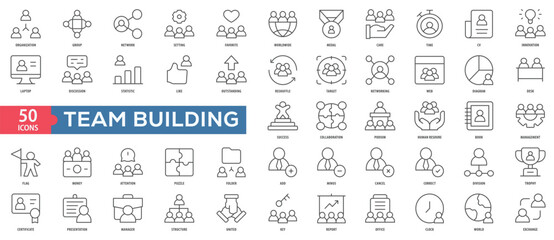 Team Building Icon Collection Set. Easy To Use, Easy To Edit And Simple Line Vector Icons.