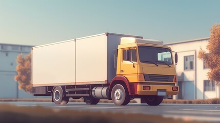 Yellow box truck with a white trailer