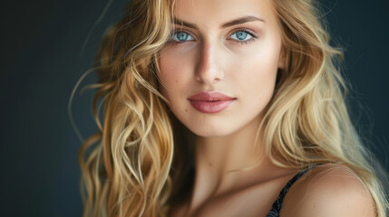 Fototapeta premium Confidence in Blue: Portrait of a Socialite. Generative AI