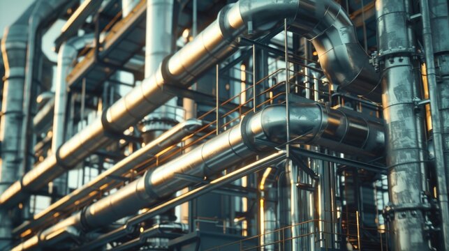 A collection of pipes standing together, suitable for industrial or utility themed images