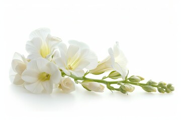 Fototapeta premium White Freesia Isolated on White Background. Beautiful Freesia Flower
