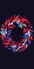 Clean lines and sharp angles characterize this geometric depiction of a war memorial wreath.