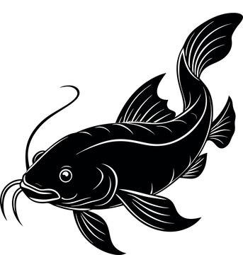 recommend clip art: catfish fish silhouette vector illustration Design on a white background