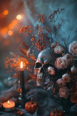 Naklejka premium Enigmatic Halloween Props in Romantic Bokeh
