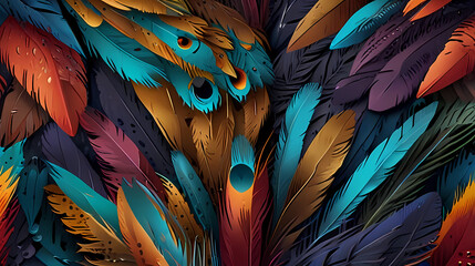 Obraz premium Illustration a background featuring the soft and feathery texture of bird plumage, with layered and overlapping feathers