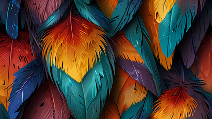 Illustration a background featuring the soft and feathery texture of bird plumage, with layered and overlapping feathers