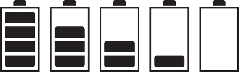 black battery icon set vector.