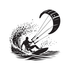 kitesurfing silhouette illustration vector
