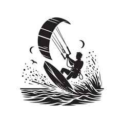 kitesurfing silhouette illustration vector