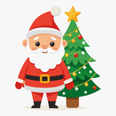 santa-with-christmas-tree-on-white-background