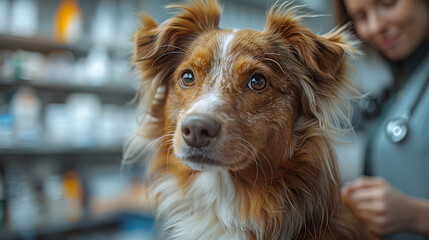 portrait of a dog in a shop