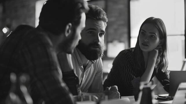 A group of colleagues working together on their computers, ideal for use in corporate or office settings