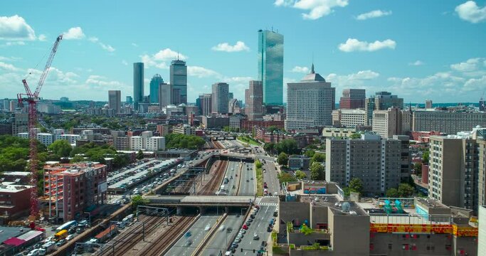 Boston Skyline Hyperlapse Over The Mass Pike
