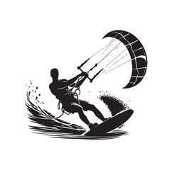 kitesurfing silhouette illustration vector