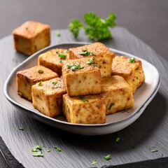 Indian delicious roasted cottage cheese cubes also called fried paneer