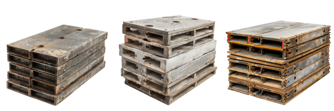 collection of stack of formwork panels isolated on transparent background