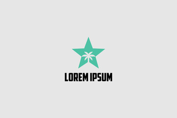 Obraz premium Star shaped with palm tree vector image logo design
