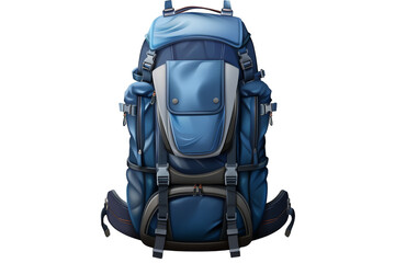 Naklejka premium Blue tourist backpack on a transparent background