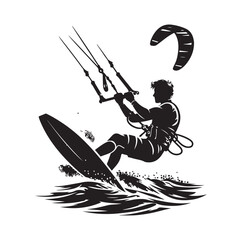 kitesurfing silhouette illustration vector