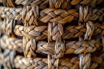 Close-up of a woven basket revealing its intricate weave and texture