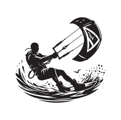 kitesurfing silhouette illustration vector