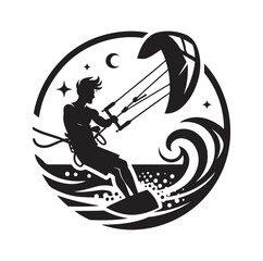 kitesurfing silhouette illustration vector