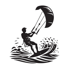 kitesurfing silhouette illustration vector