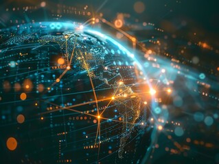 Abstract Data GlobeConnectivity Lines and Information Points - Technology Concept