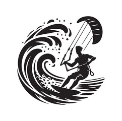 kitesurfing silhouette illustration vector