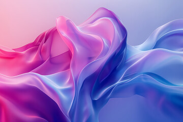 Obraz premium Minimalist abstract background with vibrant abstract waves in a fluid gradient of pink, purple, and blue hues
