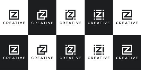 Set of abstract initial letter Z logo design. Premium Vector