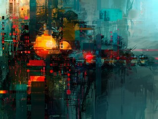 Obraz premium 4D Abstract Digital Flow ArtworkDynamic Movement and Vibrant Colors