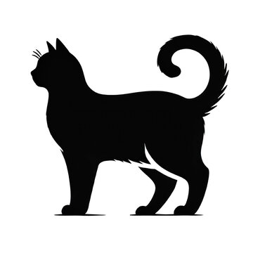 recommend clip art: a simple cat silhouette in a side view with an arched back and tail up