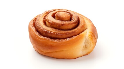 Fototapeta premium Sweet cinnamon roll isolated on white background.