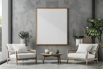 Living Room Frame Mockup with Modern Minimalist Decor