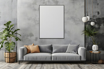 Living Room Frame Mockup with Modern Minimalist Decor