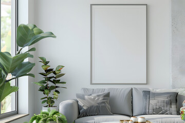 Living Room Frame Mockup with Modern Minimalist Decor