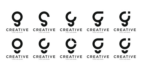 Set of abstract initial letter G logo design. Premium Vector