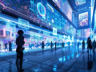 Futuristic MarketDigital Transactions and Advanced Technology Concept Image