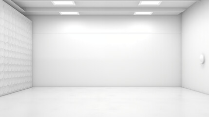 Blank white wall in empty room. 3d render illustration.