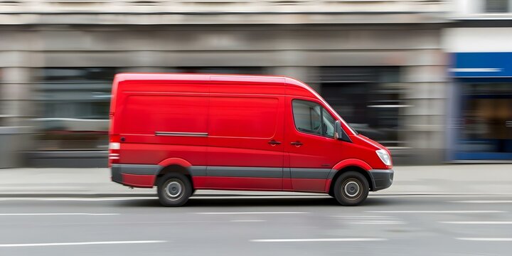 Speedy vans navigate bustling urban streets for efficient city deliveries. Concept Urban Delivery, Speedy Vans, Efficient Logistics, City Streets, Delivery Services