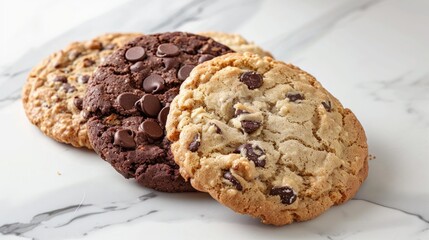 Assorted cookies featuring chocolate chip and oatmeal raisin varieties
