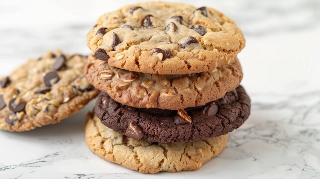Assorted cookies featuring chocolate chip and oatmeal raisin varieties
