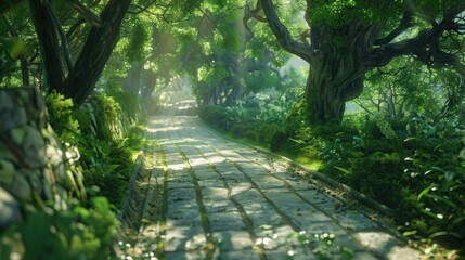 Fototapeta premium Beautiful scenery along a lengthy pathway