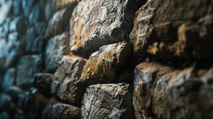 Close up view of the stone wall inside the underground cavern