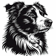 Fototapeta premium A black and white drawing of a Border Collie dog