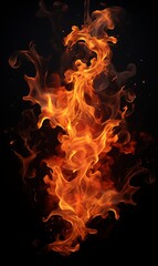 Fototapeta premium Fire flames isolated on black background