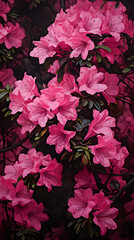 Breathtaking Display of Blooming Reddish-Pink Azalea Bush - Nature's Vibrant Artistry