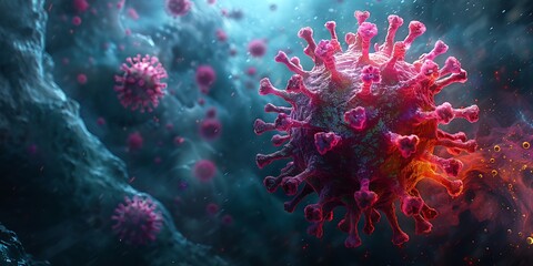 Naklejka premium Microscopic view of a dangerous virus